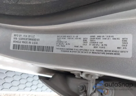 2021 Ram 1500 Lone Star 4X2 6'4 Box from USA, damaged, VIN 1C6RREBT9MN593181